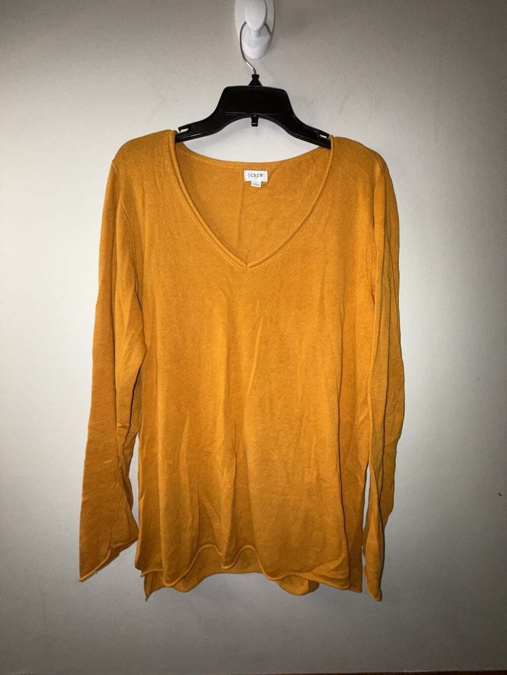 J.Crew Women's Mustard Linen-Blend V-Neck Long Sleeve Tunic Top